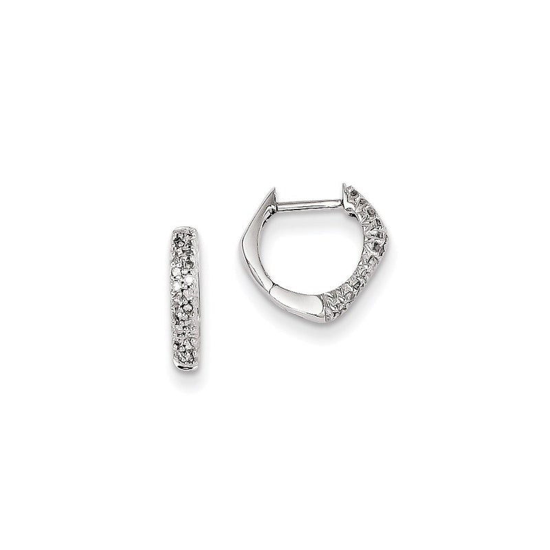 14k White Gold Real Diamond Hinged Heart Earrings