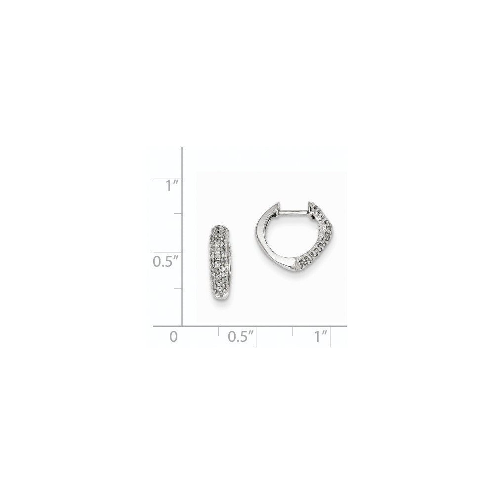 14k White Gold Real Diamond Hinged Heart Earrings