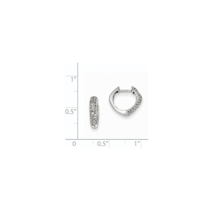 14k White Gold Real Diamond Hinged Heart Earrings