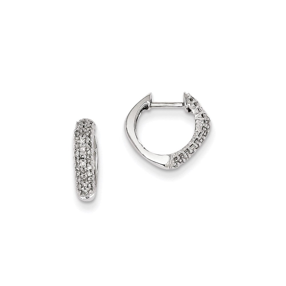 14k White Gold Real Diamond Hinged Heart Earrings