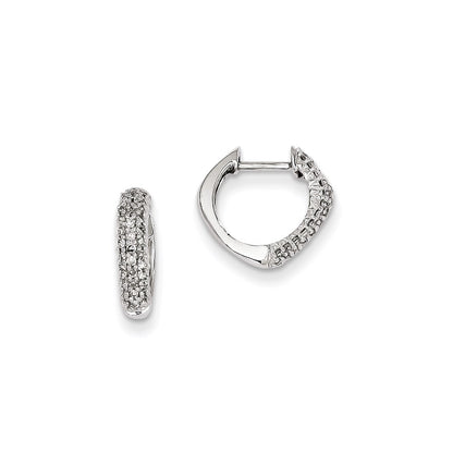 14k White Gold Real Diamond Hinged Heart Earrings