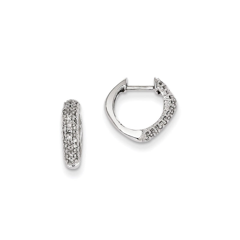 14k White Gold Real Diamond Hinged Heart Earrings