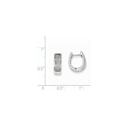 14K White Gold Real Diamond Small Hinged Oval Hoop Earrings