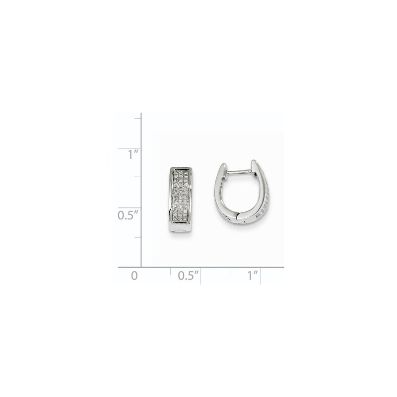 14K White Gold Real Diamond Small Hinged Oval Hoop Earrings