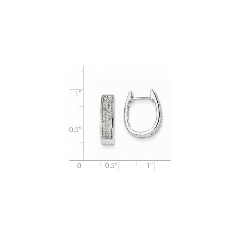 14K White Gold Real Diamond Medium Hinged Oval Hoop Earrings