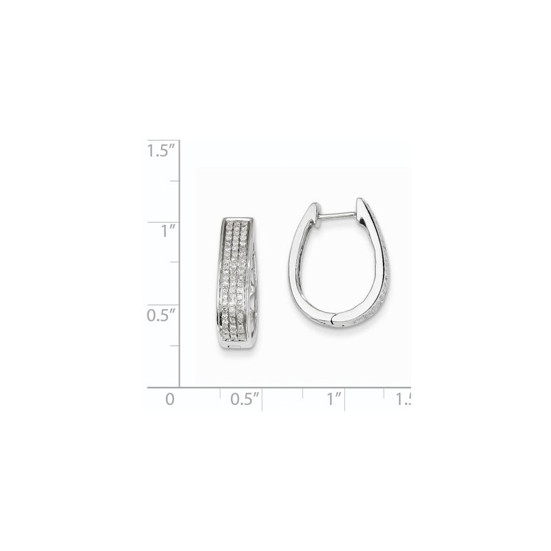 14K White Gold Real Diamond Large Hinged Oval Hoop Earrings