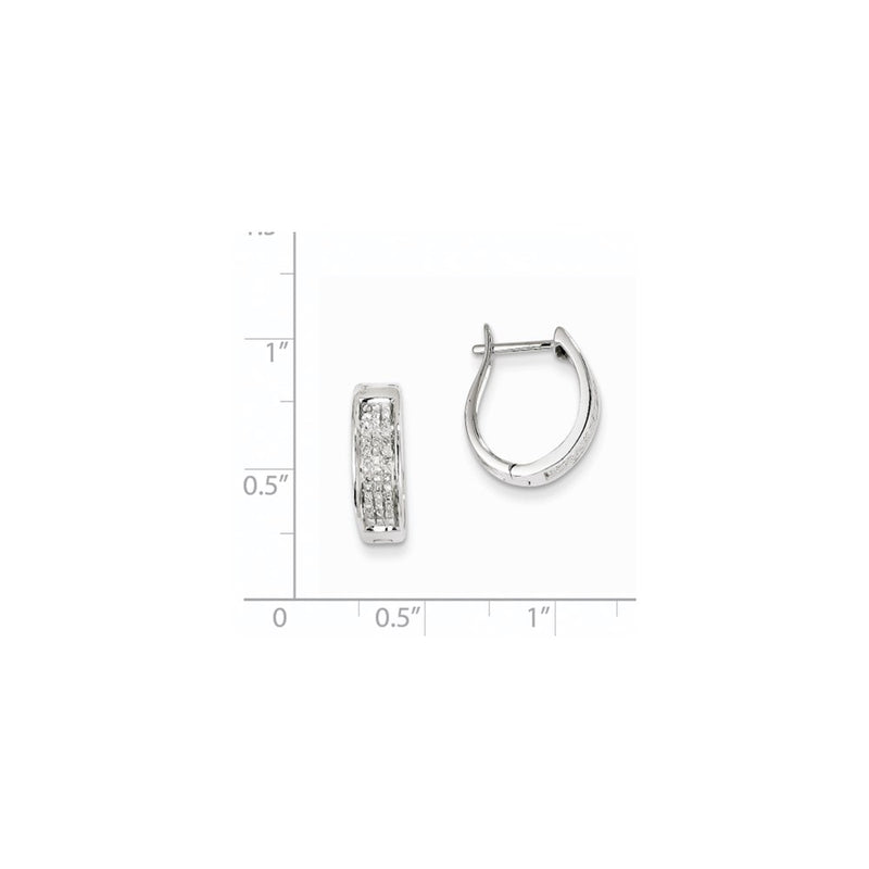 14K White Gold Real Diamond Hinged Oval Hoop Earrings