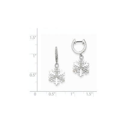 14K White Gold Real Diamond Small Snowflake Earrings