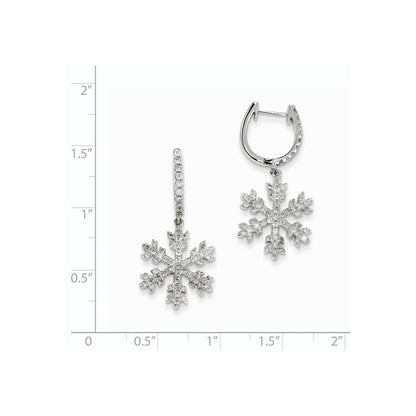 14K White Gold Real Diamond Snowflake Earrings