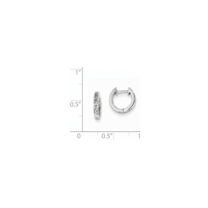 14K White Gold Real Diamond Hinged Hoop Earrings