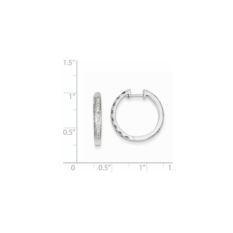 14K White Gold Real Diamond Hinged Hoop Earrings