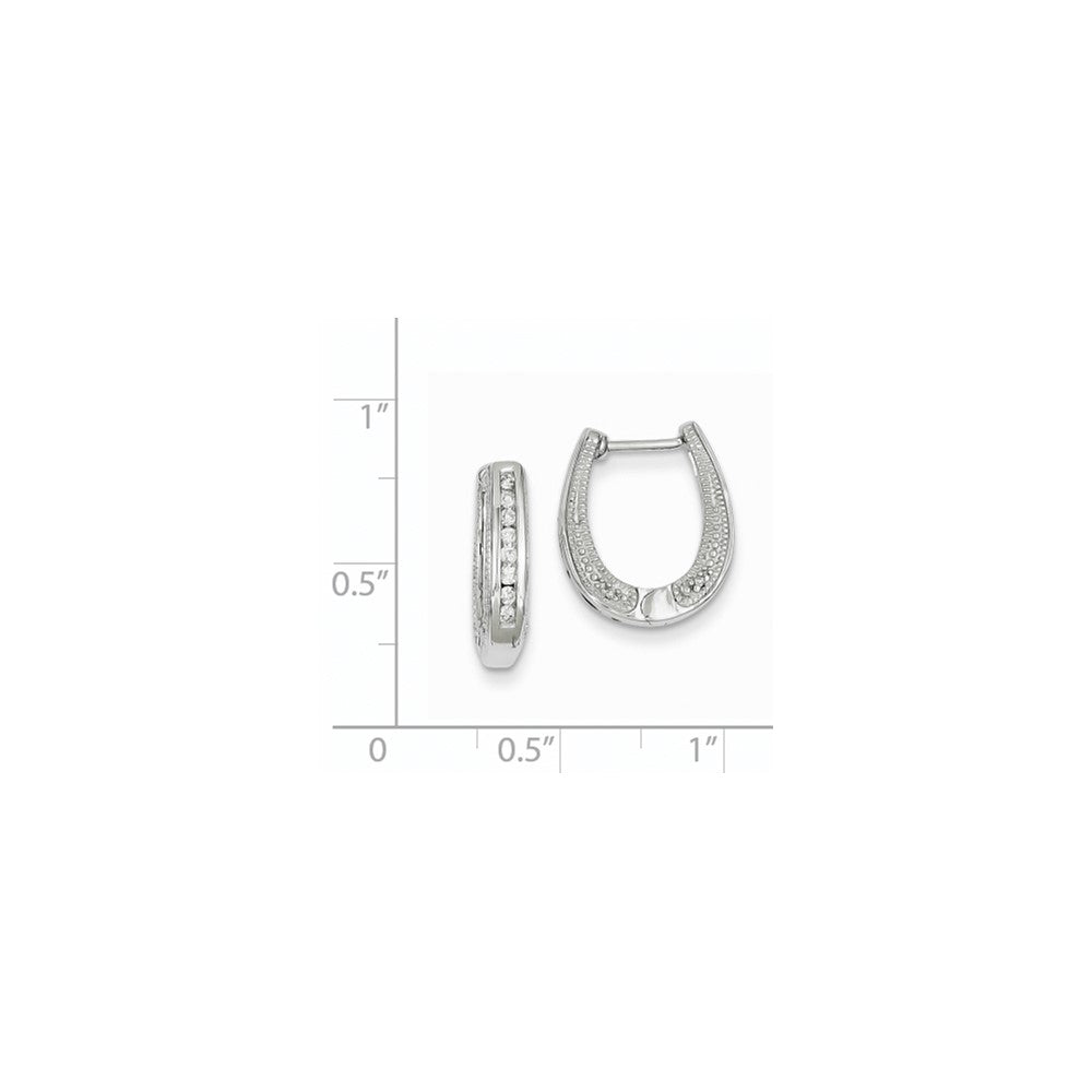 14k White Gold Real Diamond Hinged Hoop Earrings