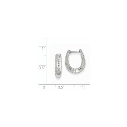 14k White Gold Real Diamond Hinged Hoop Earrings