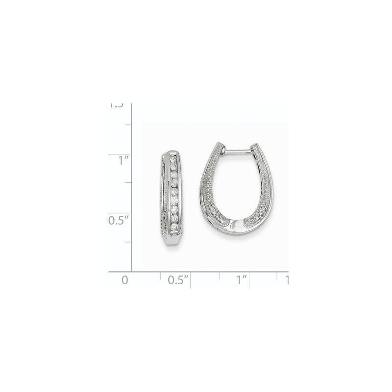 14k White Gold Real Diamond Hinged Hoop Earrings