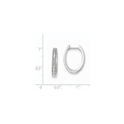 14k White Gold Real Diamond Hinged Hoop Earrings