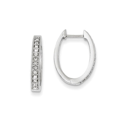 14k White Gold Real Diamond Hinged Hoop Earrings