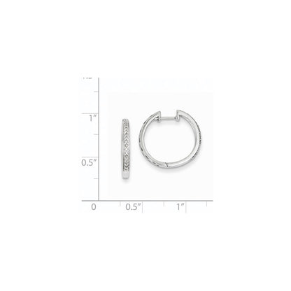 14K White Gold Real Diamond Hinged Hoop Earrings
