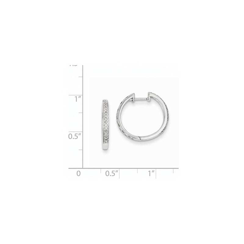 14K White Gold Real Diamond Hinged Hoop Earrings