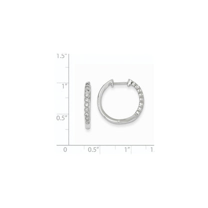 14k White Gold Real Diamond Hinged Hoop Earrings