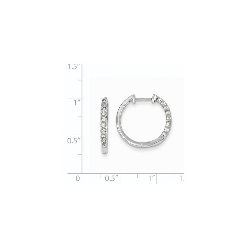 14k White Gold Real Diamond Hinged Hoop Earrings