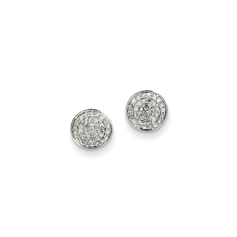 14K White Gold Real Diamond Small Round PavÃ¢â‚¬Å¡ Post Earrings