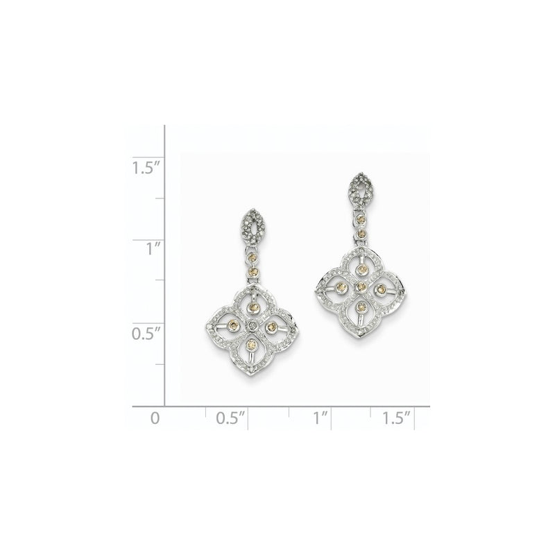 14K White Gold Champagne Real Diamond Post Earrings
