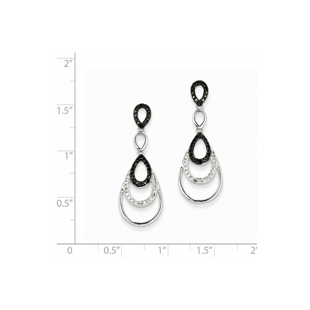 14K White Gold Black & White Real Diamond Post Earrings