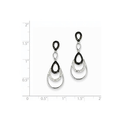 14K White Gold Black & White Real Diamond Post Earrings