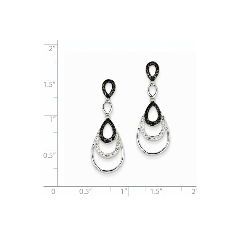 14K White Gold Black & White Real Diamond Post Earrings