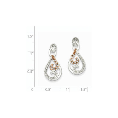 14K Yellow Gold White Gold & Rose Rhodium Real Diamond Post Earrings