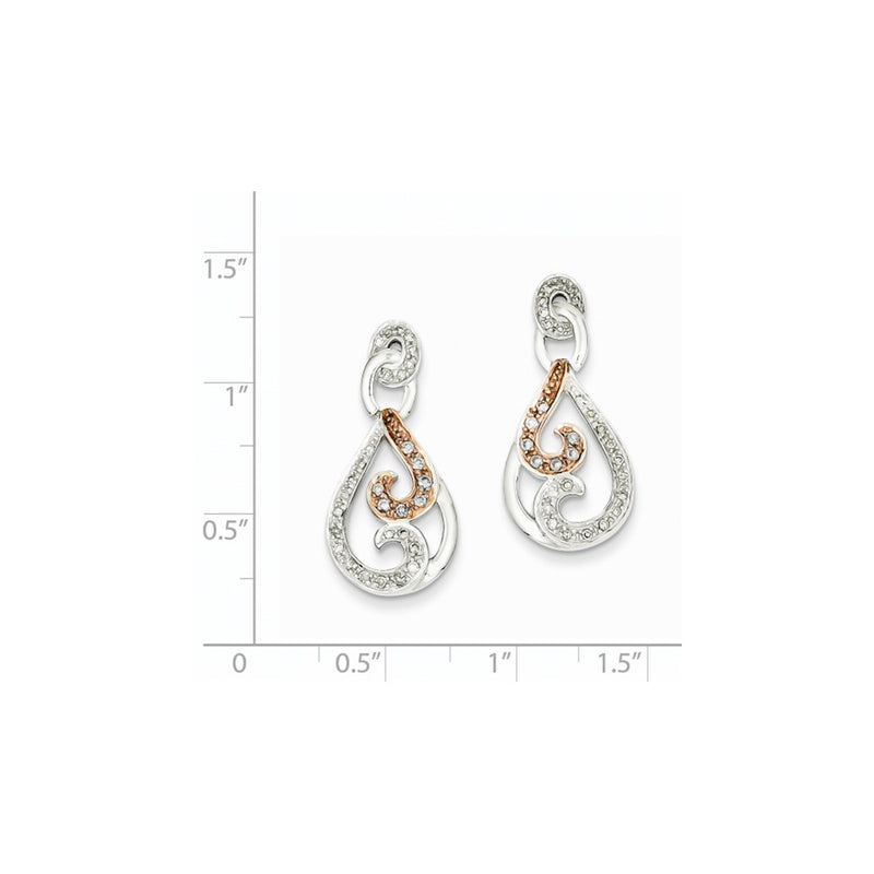 14K Yellow Gold White Gold & Rose Rhodium Real Diamond Post Earrings