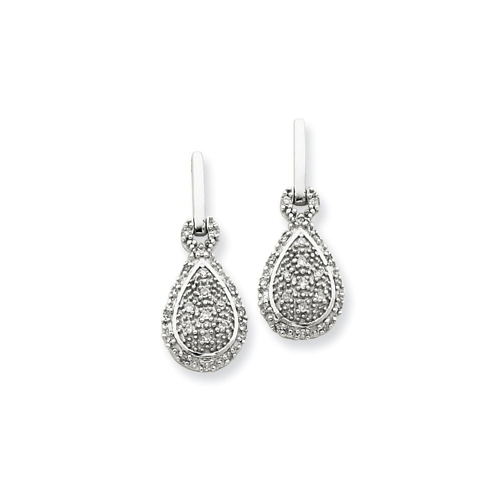 14K White Gold Real Diamond Post Earrings