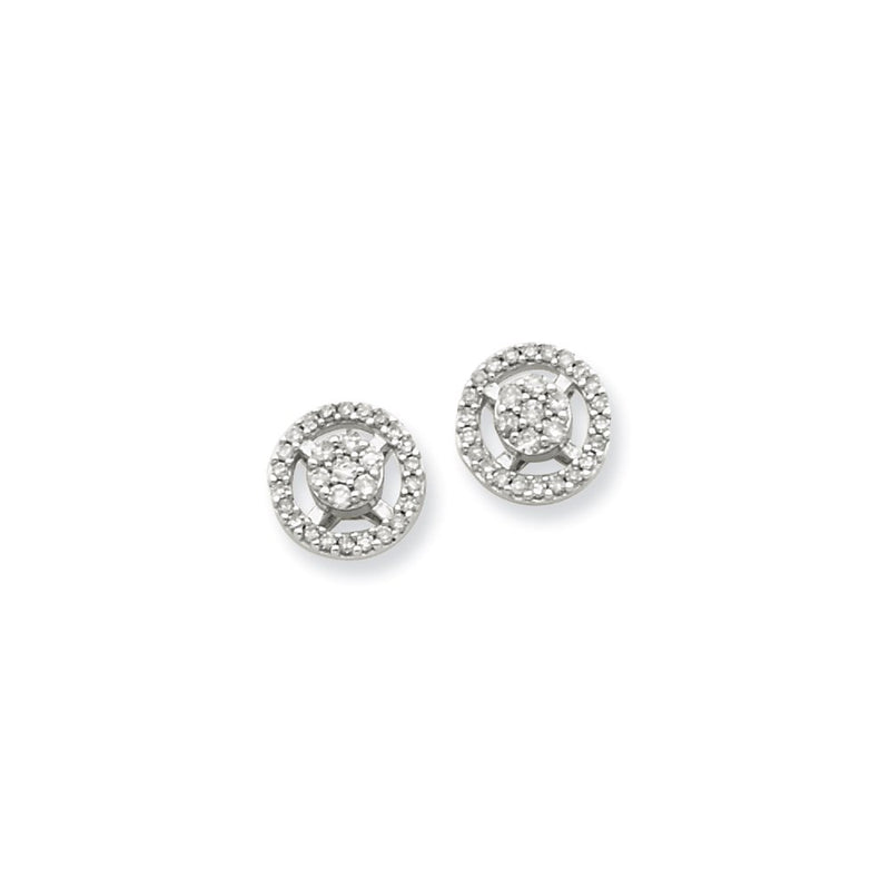 14k White Gold Real Diamond Post Earrings