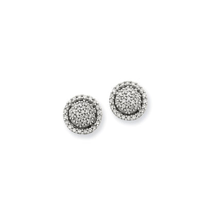 14K White Gold Real Diamond Post Earrings