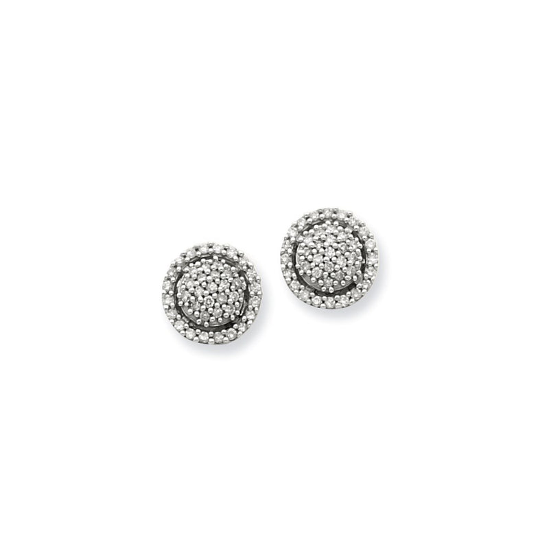 14K White Gold Real Diamond Post Earrings