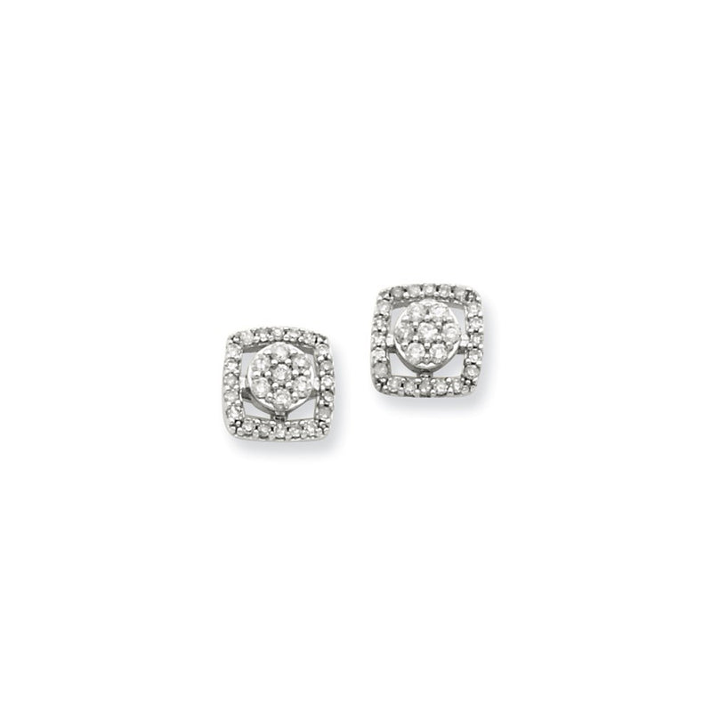 14k White Gold Real Diamond Post Earrings