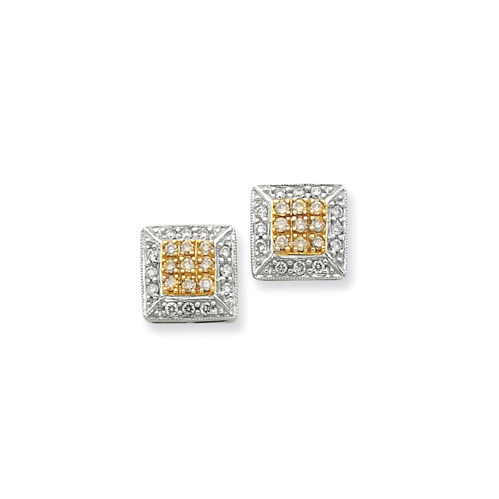 14K Yellow Gold & Rhod Dia Earrings