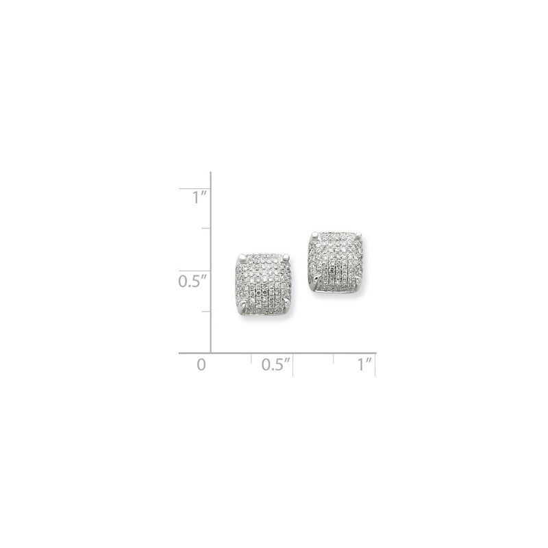 14K White Gold Real Diamond Medium Cube Post Earrings