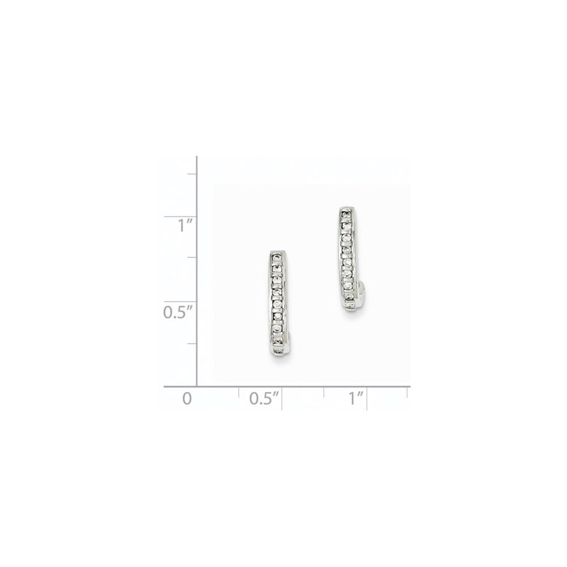14K White Gold Real Diamond J-Hoop Post Earrings
