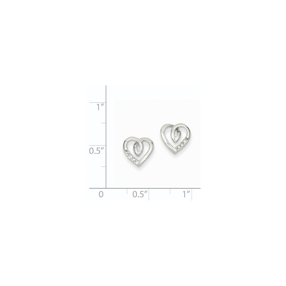 14K White Gold Heart Post Earrings