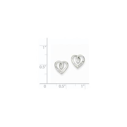 14K White Gold Heart Post Earrings