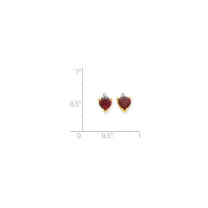 14k Yellow Gold & Rhodium Marquise Heart Garnet & Real Diamond Post Earrings