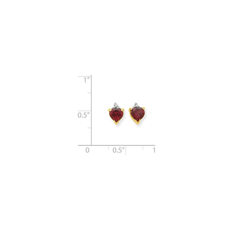 14k Yellow Gold & Rhodium Marquise Heart Garnet & Real Diamond Post Earrings