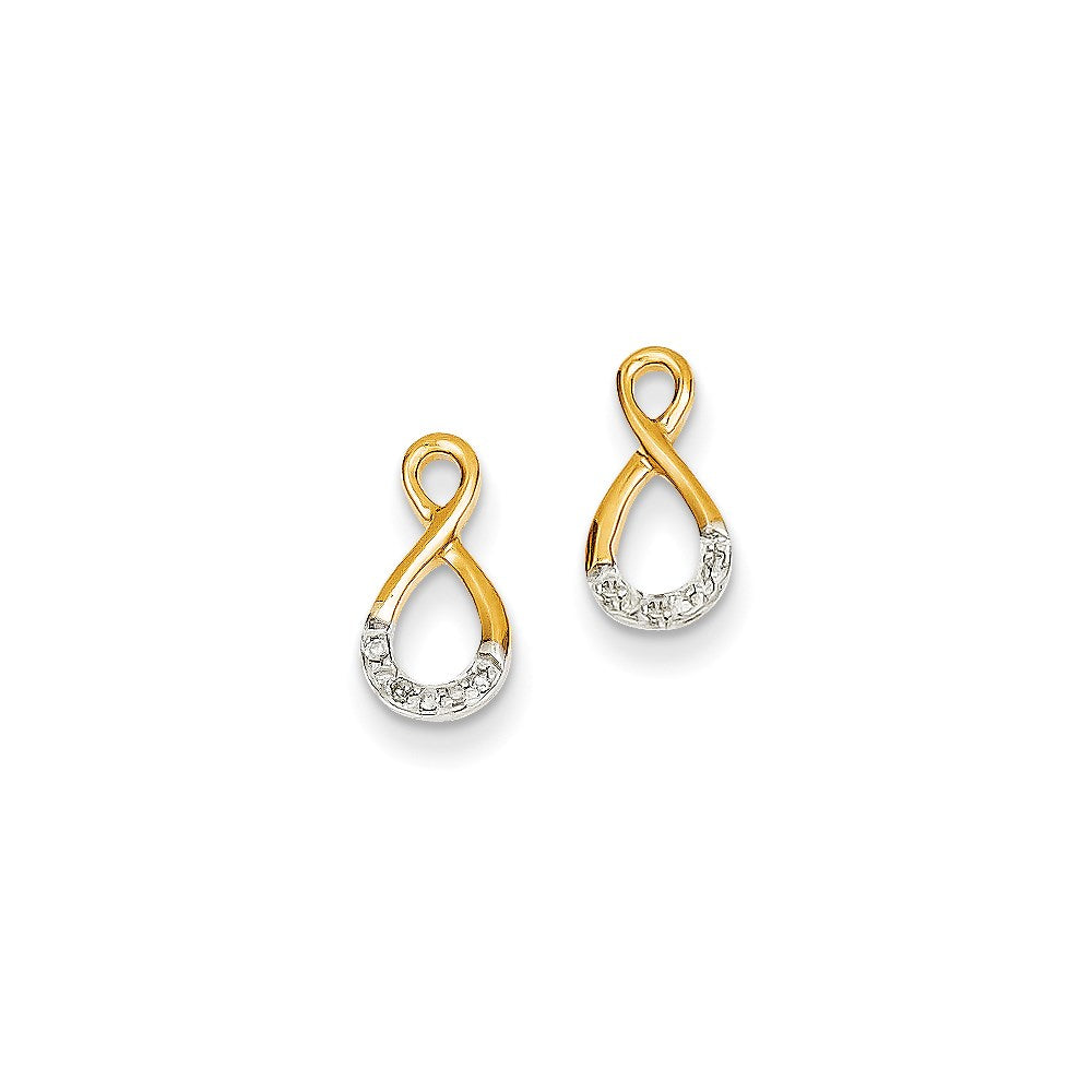 14k Yellow Gold & Rhodium Real Diamond Post Earrings