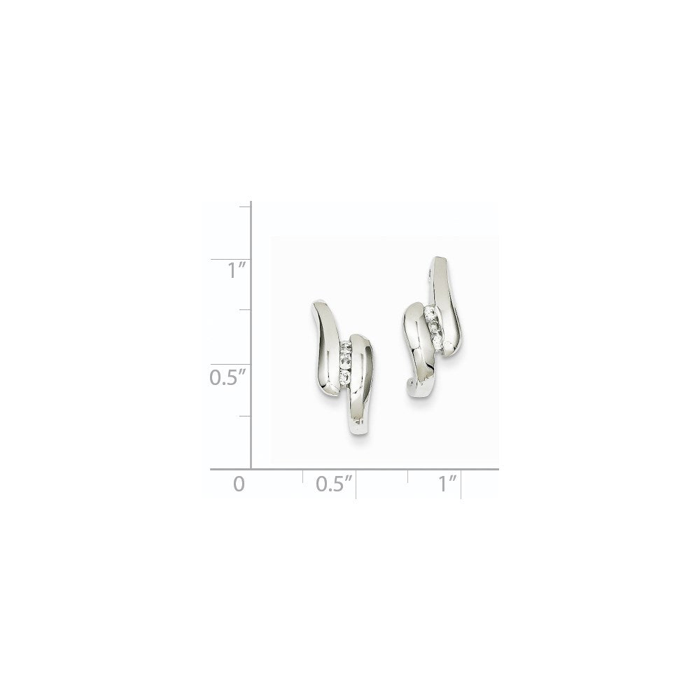 14K White Gold Real Diamond Post Earrings