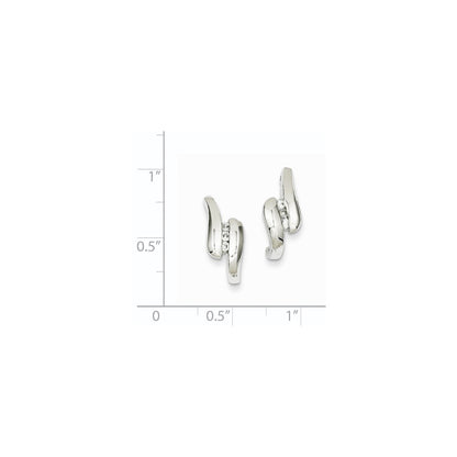 14K White Gold Real Diamond Post Earrings