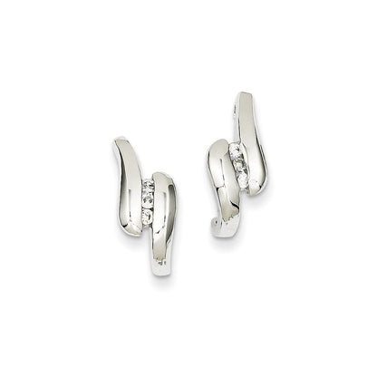 14K White Gold Real Diamond Post Earrings