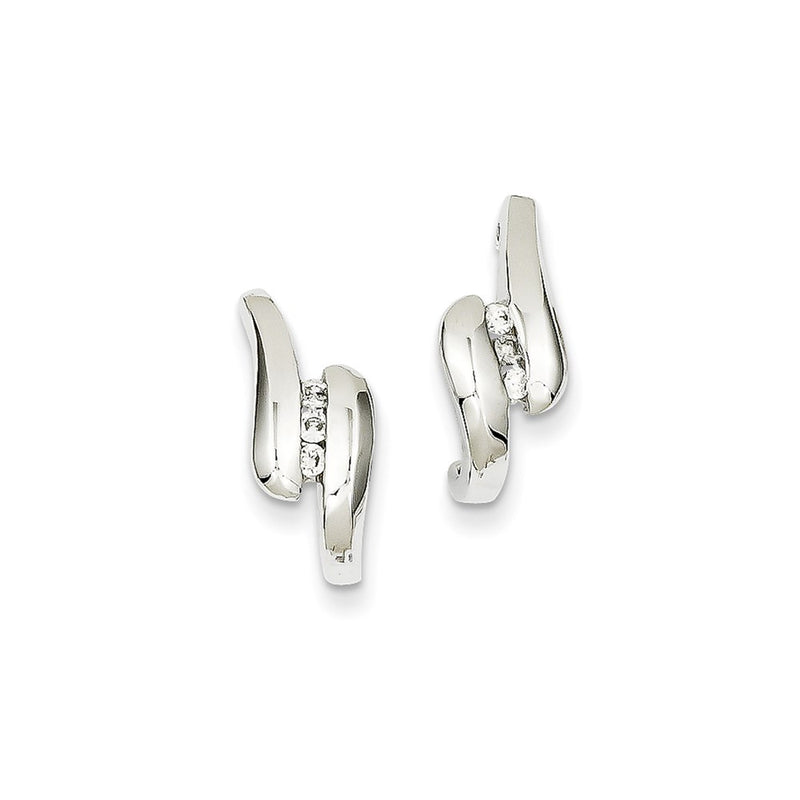 14K White Gold Real Diamond Post Earrings