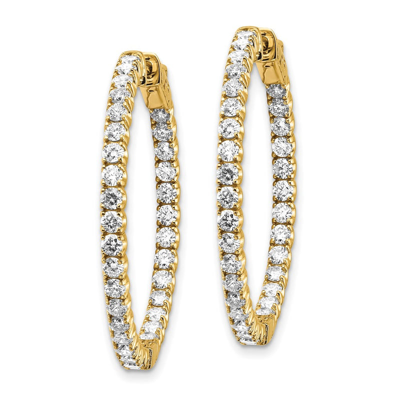 14k Yellow Gold Diamond Round Hoop w/Safety Clasp Earrings