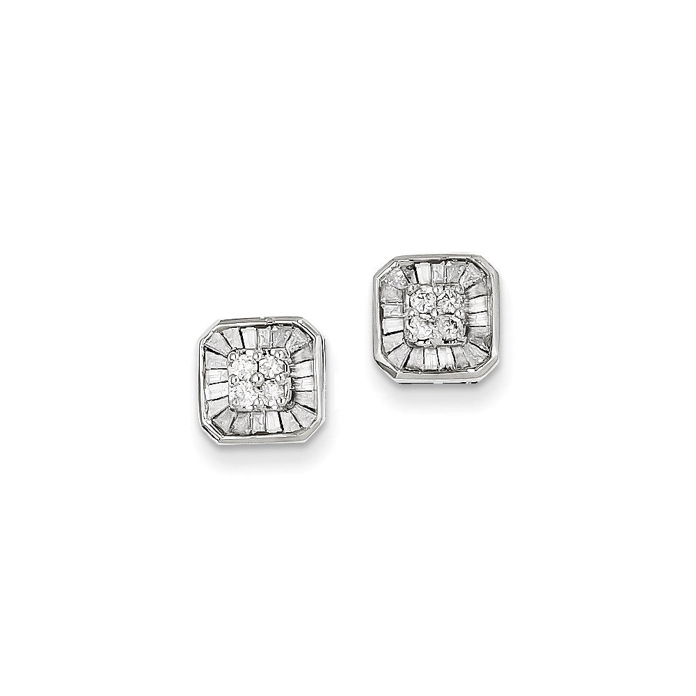 14K White Gold Post Real Diamond Earrings